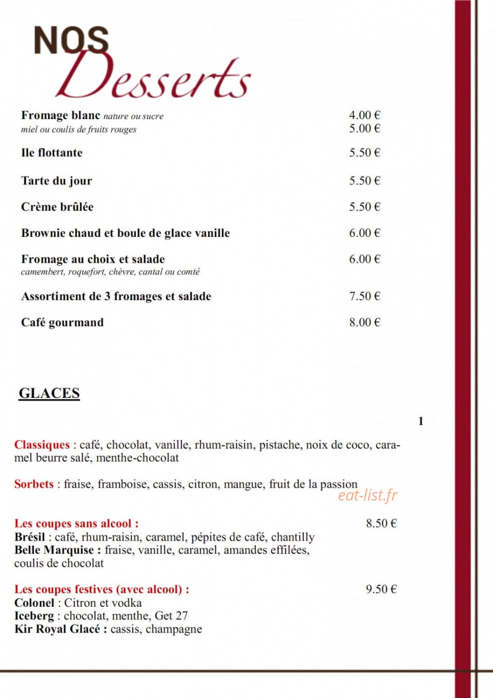 Le Relais de Condé — carte page 8