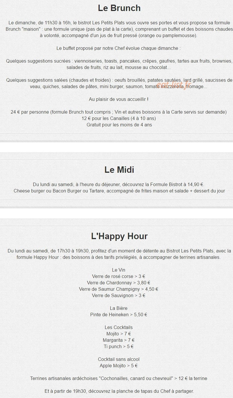 Les Petits Plats — carte page 9