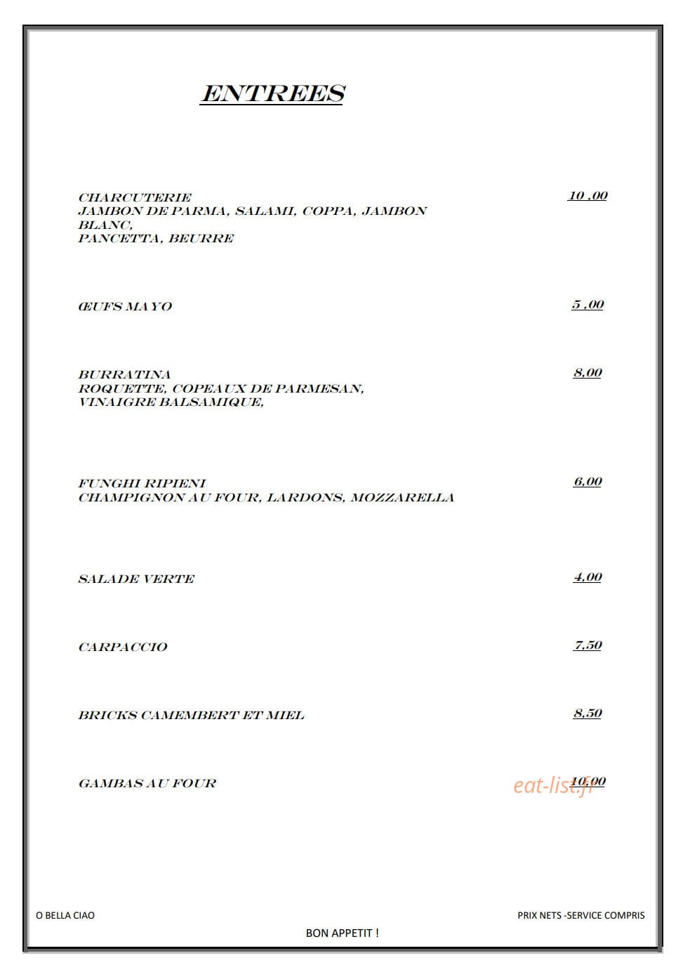O Bella Ciao — carte page 1