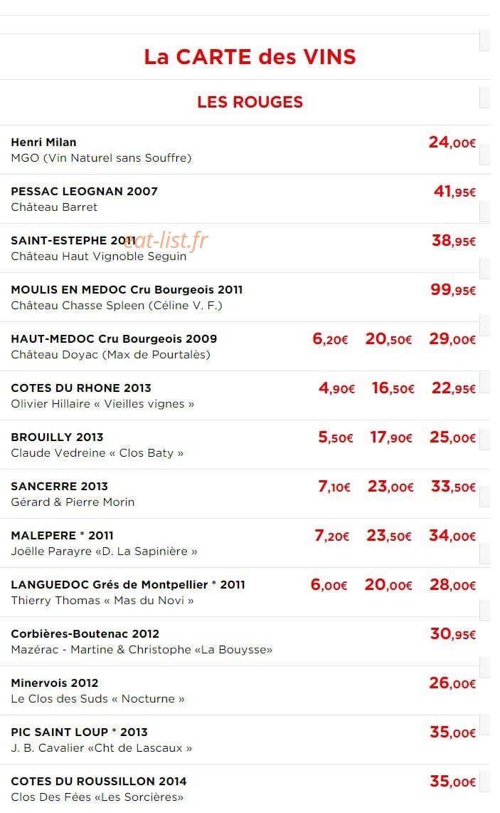 Ô Bistrot — carte page 8