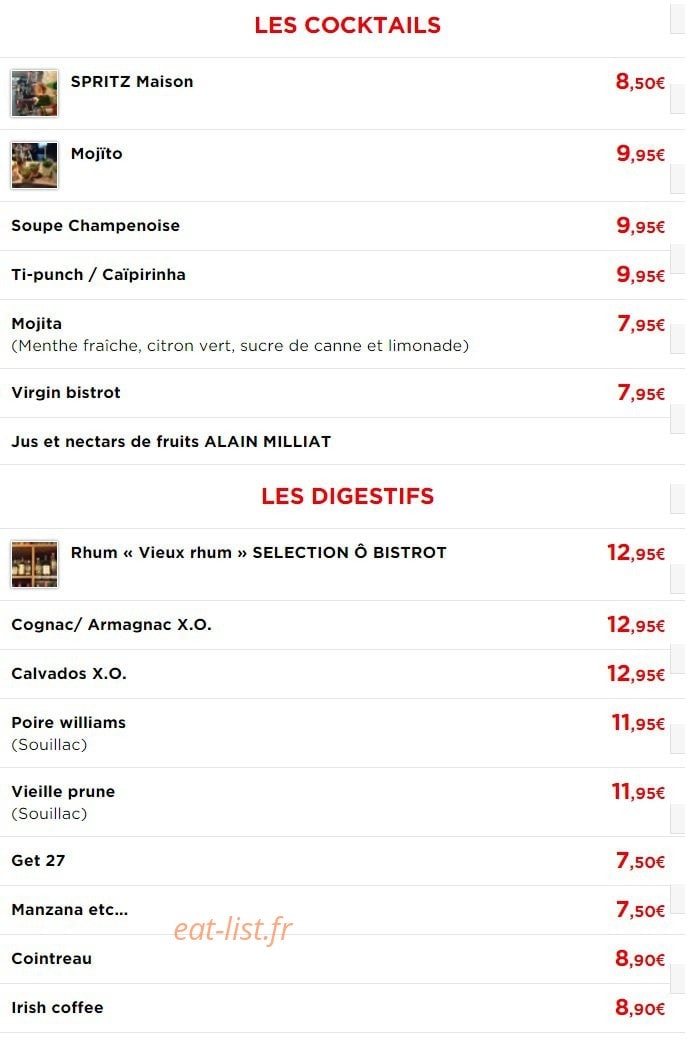 Ô Bistrot — carte page 6