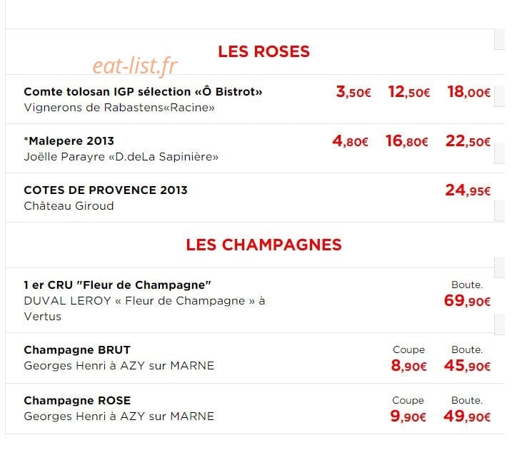 Ô Bistrot — carte page 11