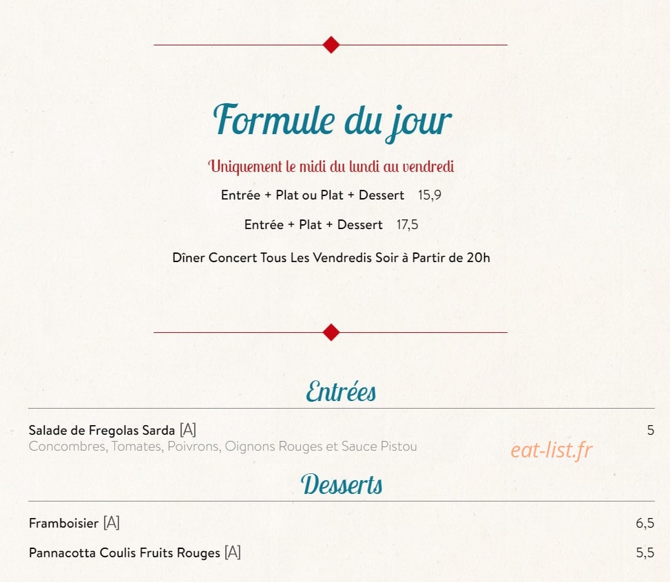 O p'ti bougnat — carte page 1