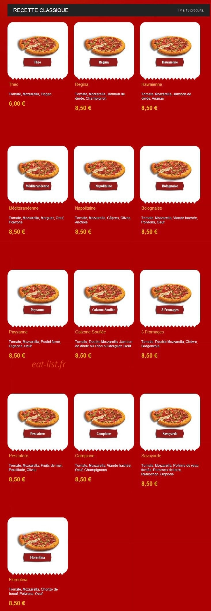 Pizza Theo — carte page 1