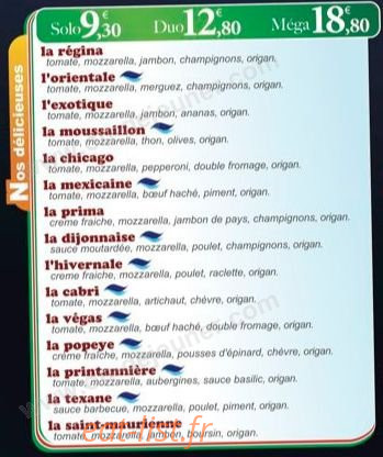 Pizzatissima — carte page 1