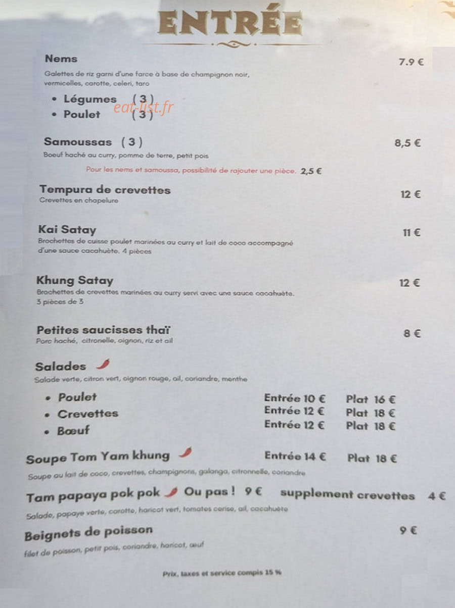 Sabai Sabai St Maur — carte page 1