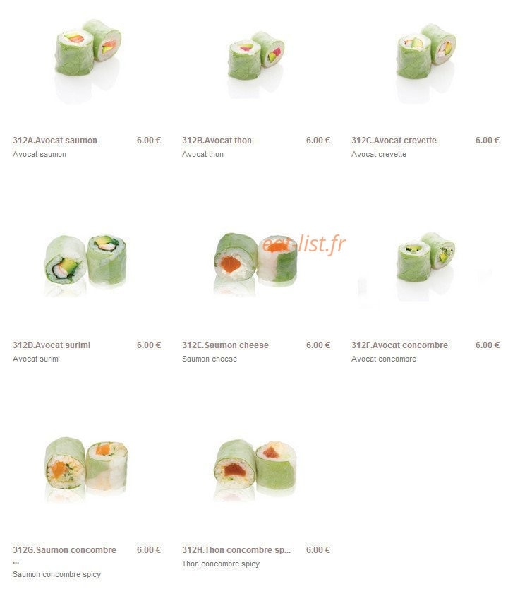 Carte et menu de Sushi Paradise à Saint Maur des Fosses — Les makis printemps