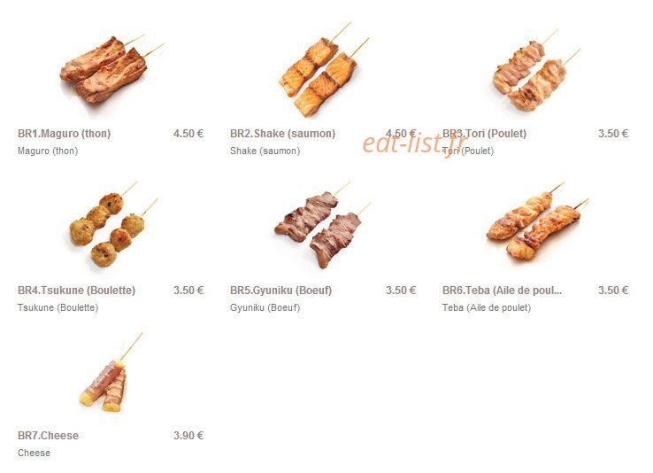 Carte et menu de Sushi Paradise à Saint Maur des Fosses — Les brochettes