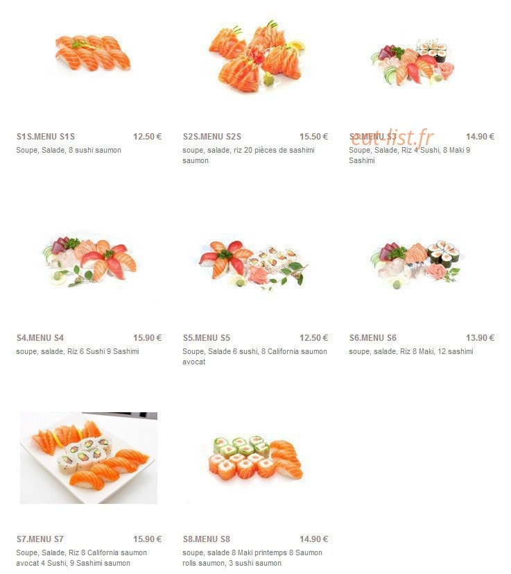 Carte et menu de Sushi Paradise à Saint Maur des Fosses — Les menus sushis