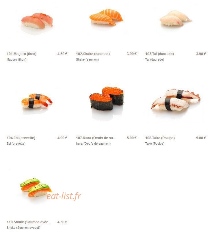 Carte et menu de Sushi Paradise à Saint Maur des Fosses — Les sushis