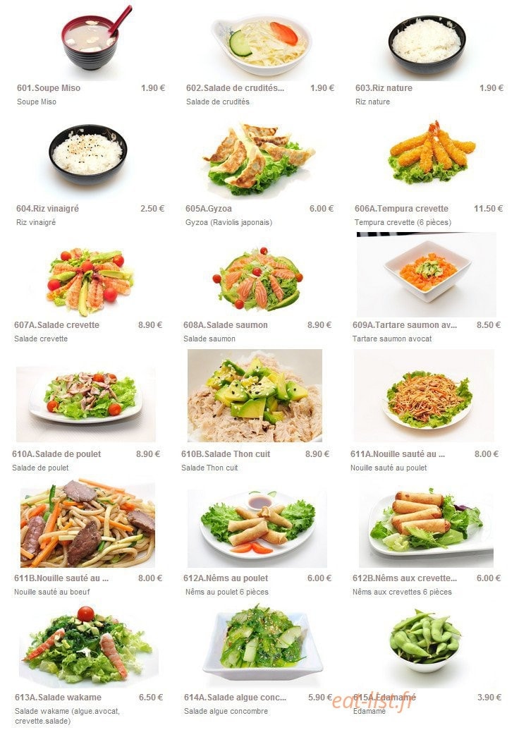 Carte et menu de Sushi Paradise à Saint Maur des Fosses — Les nouilles, salades...