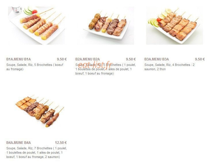 Carte et menu de Sushi Paradise à Saint Maur des Fosses — Les menus brochettes