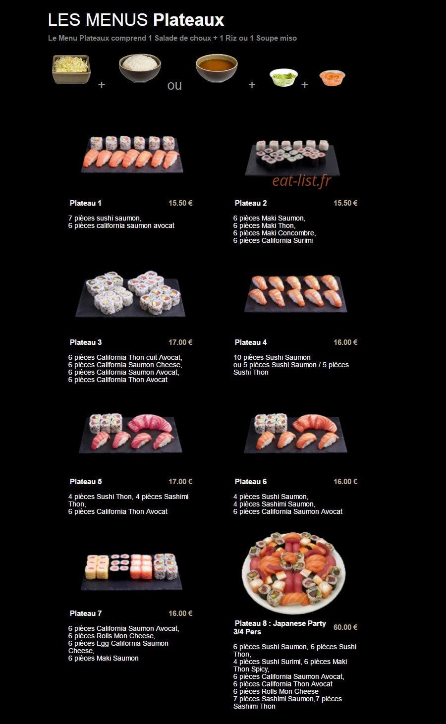 Carte et menu de Sushi Plaza à Saint Maur des Fosses — Les menus plateaux
