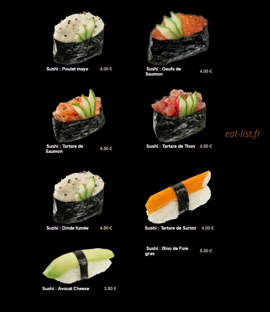Carte et menu de Sushi Plaza à Saint Maur des Fosses — Les sushis suite