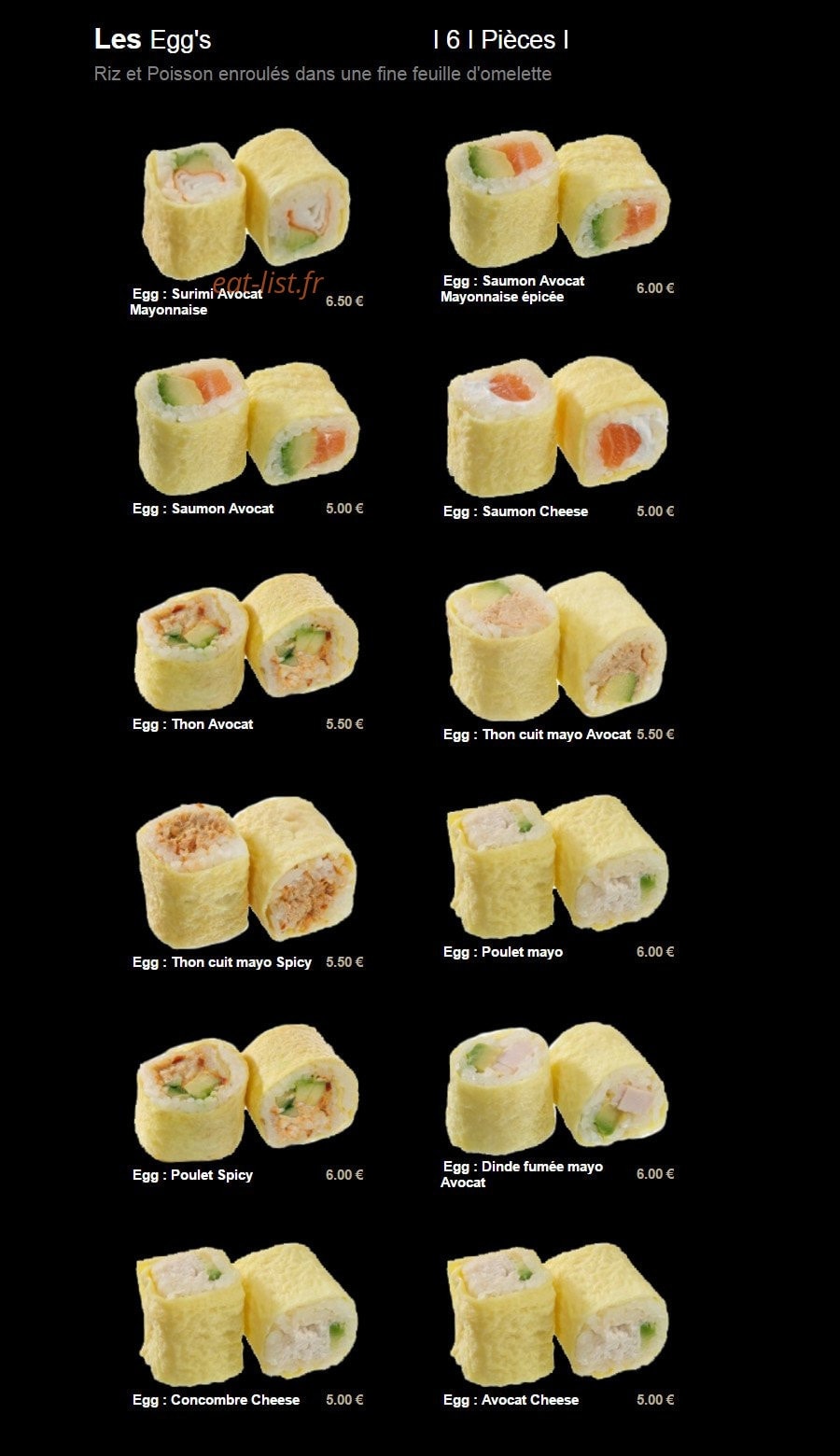 Carte et menu de Sushi Plaza à Saint Maur des Fosses — Les egg's