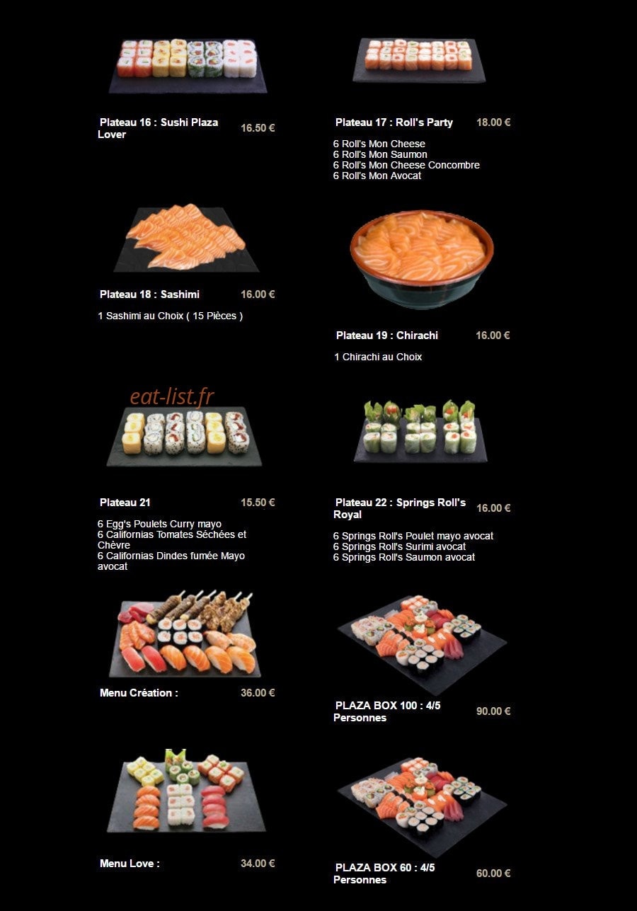 Carte et menu de Sushi Plaza à Saint Maur des Fosses — Les menus plateaux page 3