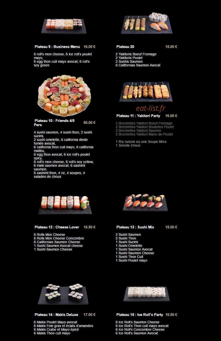 Carte et menu de Sushi Plaza à Saint Maur des Fosses — Les menus plateaux page 2