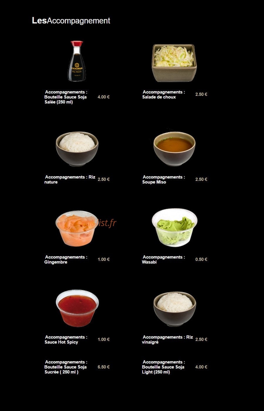 Carte et menu de Sushi Plaza à Saint Maur des Fosses — Les accompagnements