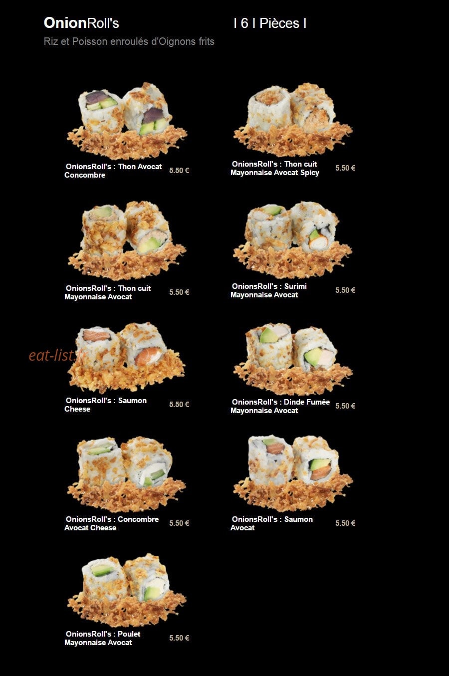 Carte et menu de Sushi Plaza à Saint Maur des Fosses — Les onion roll's