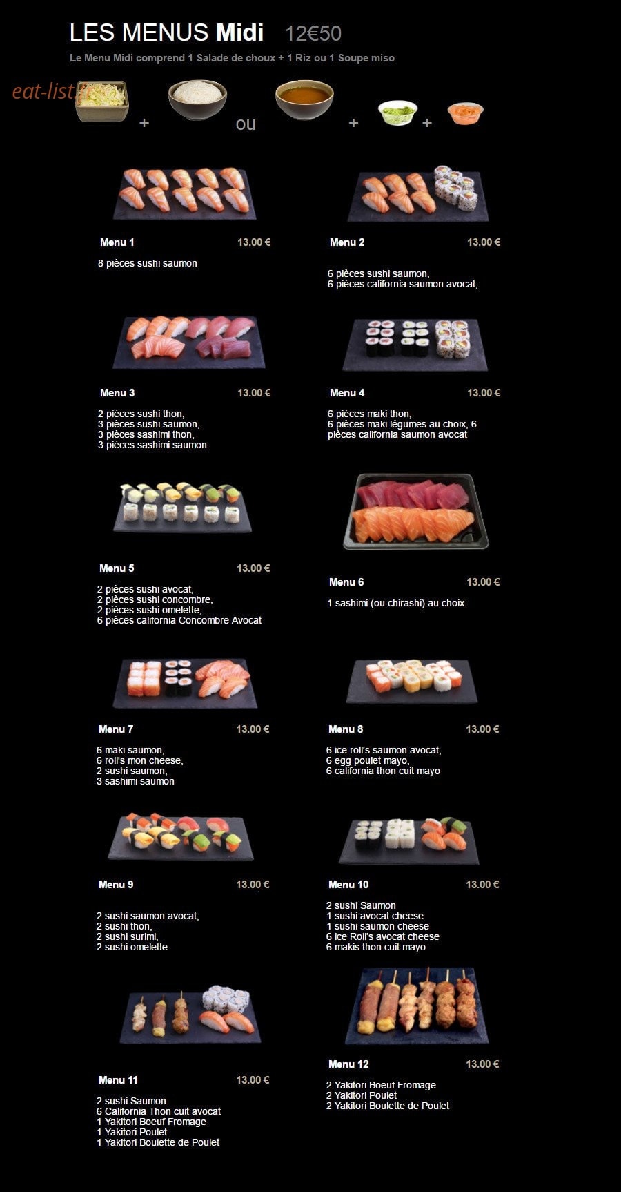 Carte et menu de Sushi Plaza à Saint Maur des Fosses — Les menus midi
