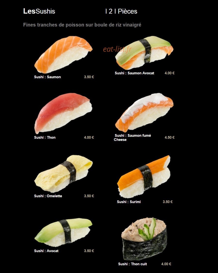Carte et menu de Sushi Plaza à Saint Maur des Fosses — Les sushis