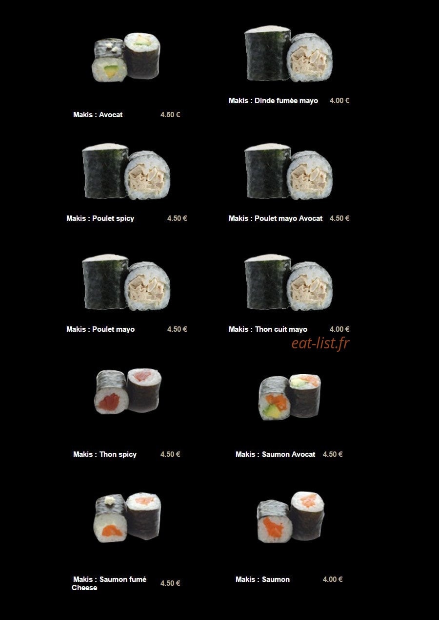 Carte et menu de Sushi Plaza à Saint Maur des Fosses — Les makis suite