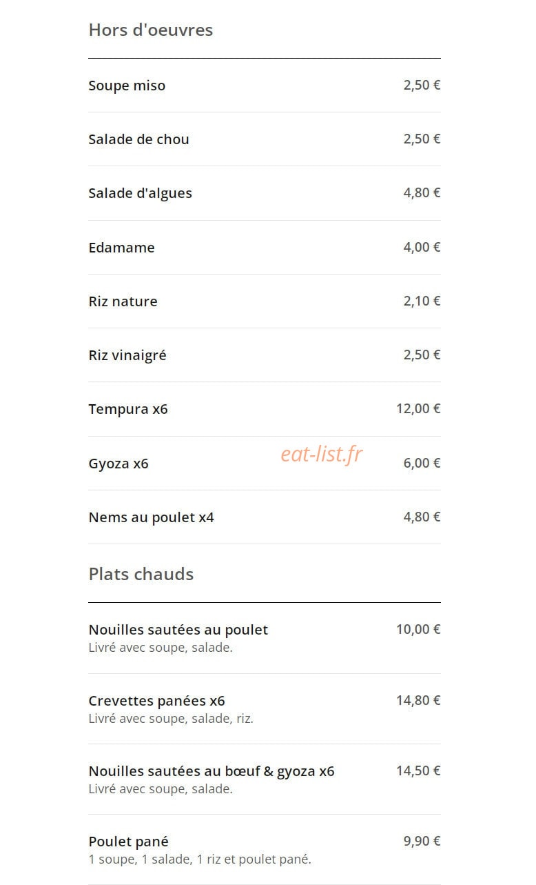 Sushi Samouraï — carte page 5