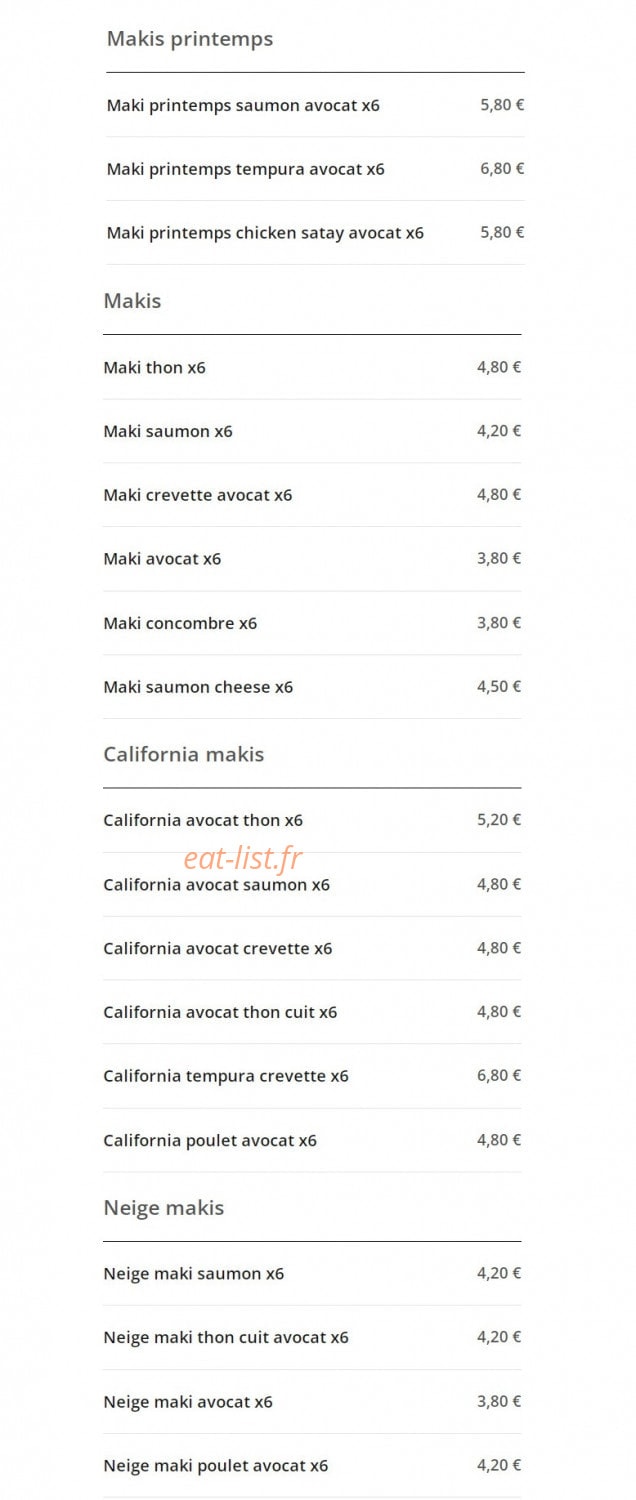 Sushi Samouraï — carte page 8