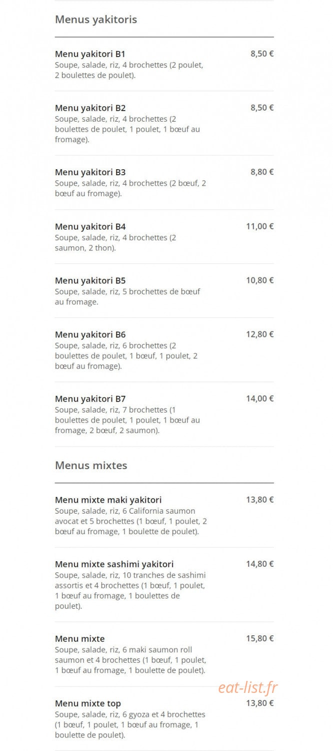Sushi Samouraï — carte page 3
