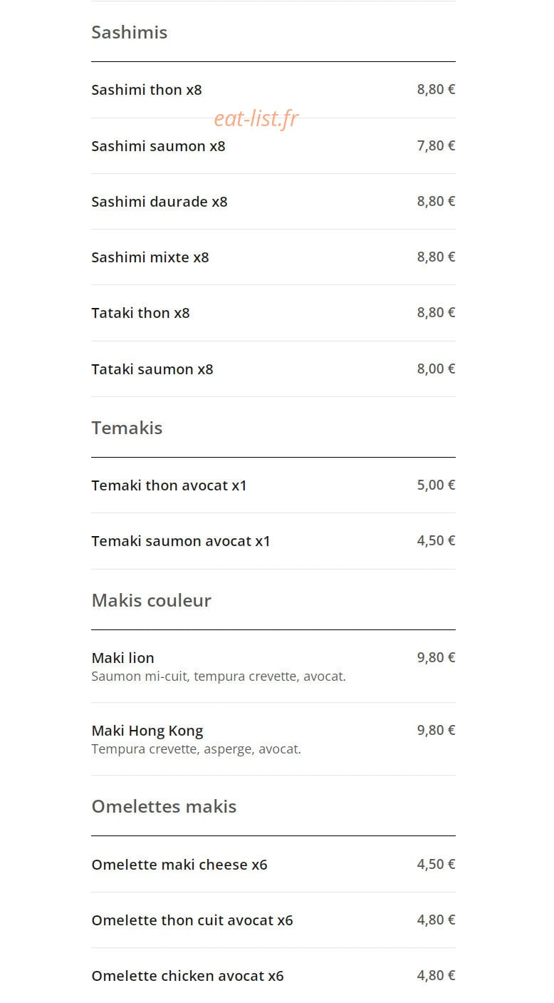 Sushi Samouraï — carte page 7