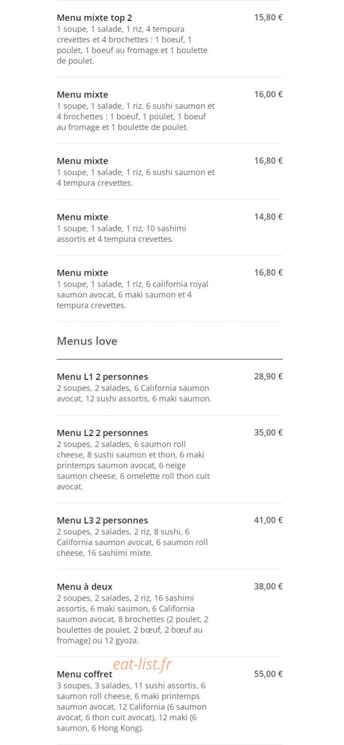 Sushi Samouraï — carte page 4