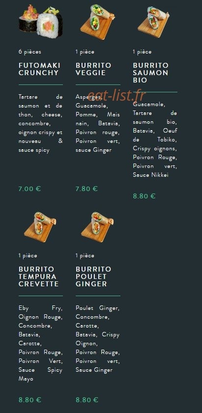 Sushi soba — carte page 40