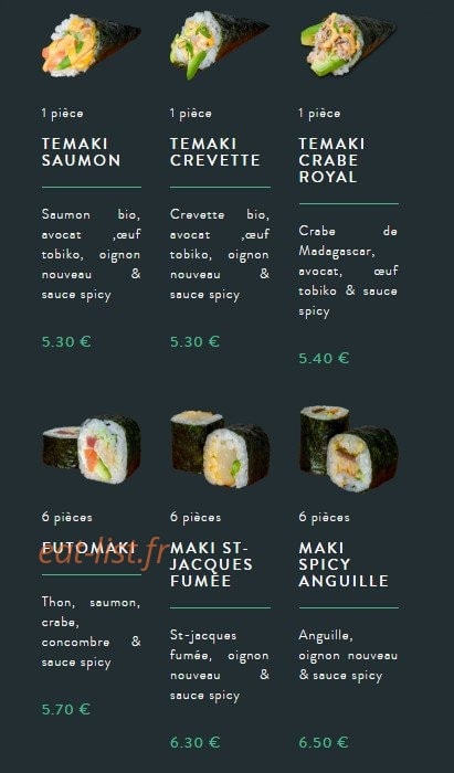 Sushi soba — carte page 39