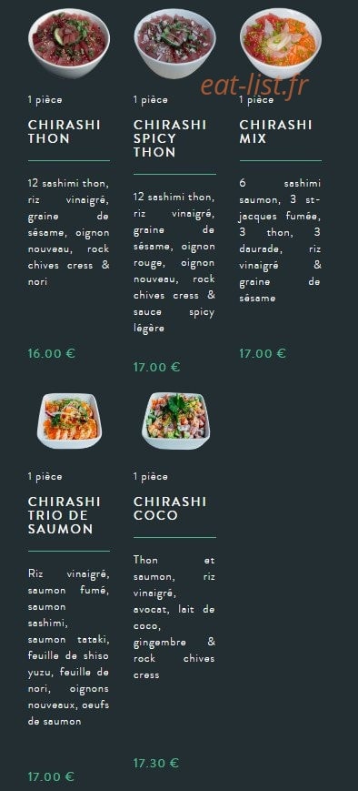 Sushi soba — carte page 6