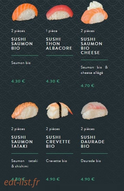 Sushi soba — carte page 35