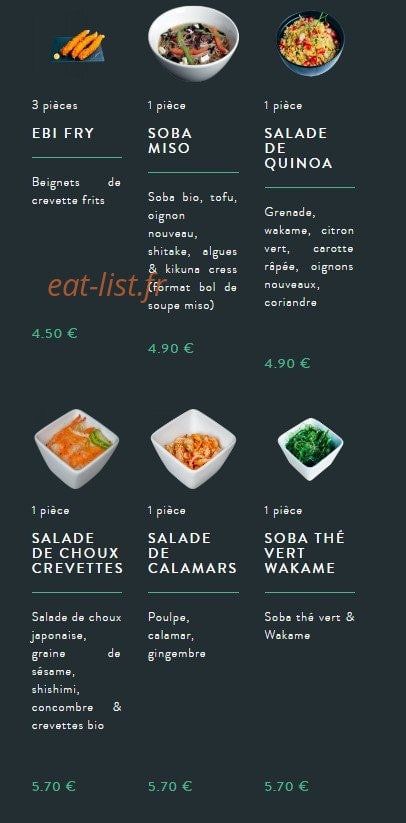 Sushi soba — carte page 10