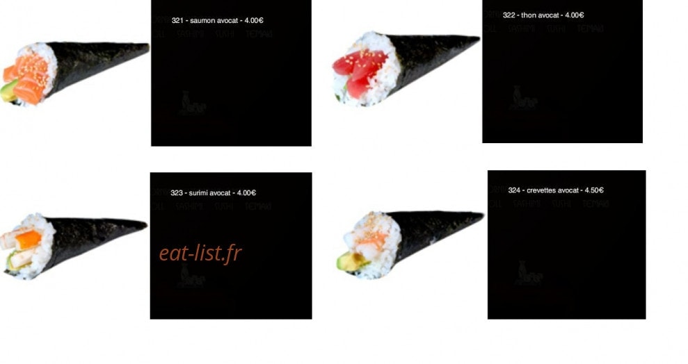 Carte et menu de Sushi Yaki à Saint Maur des Fosses — Les temakis