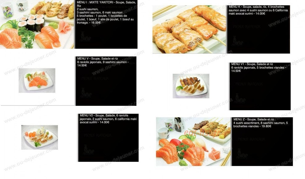Carte et menu de Sushi Yaki à Saint Maur des Fosses — Les menus mixtes