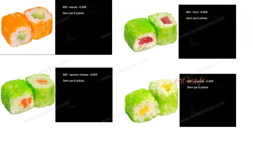 Carte et menu de Sushi Yaki à Saint Maur des Fosses — Les makis massagos: avocat, thon,.....