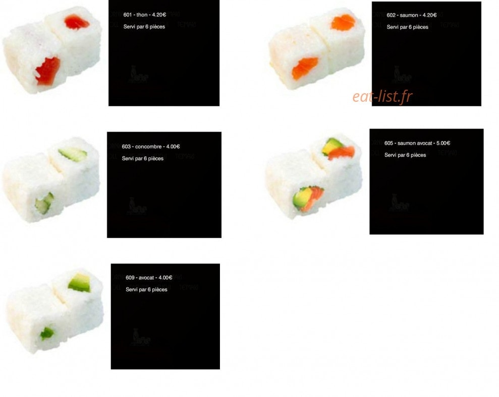 Carte et menu de Sushi Yaki à Saint Maur des Fosses — Les makis neiges