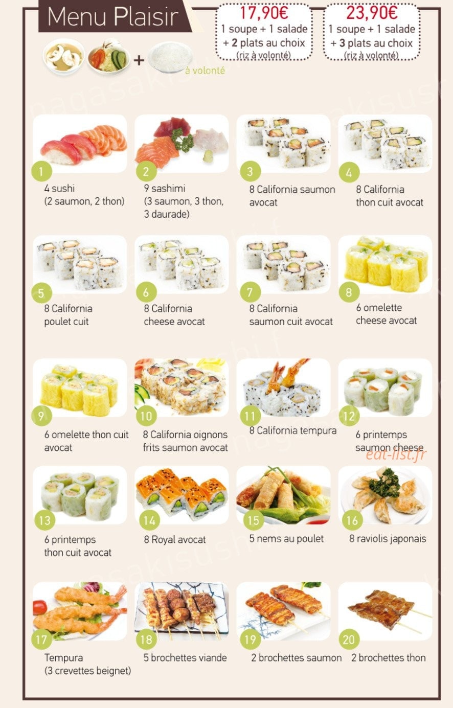 Carte et menu de Tomokazu à Saint Maur des Fosses — Les menus plaisir