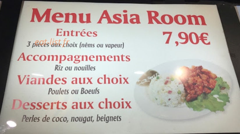 Asia Room — carte page 1