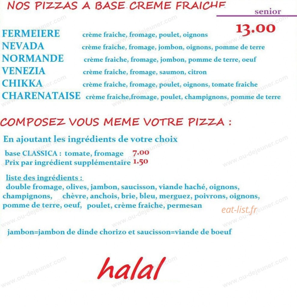 Au Regal pizza — carte page 3