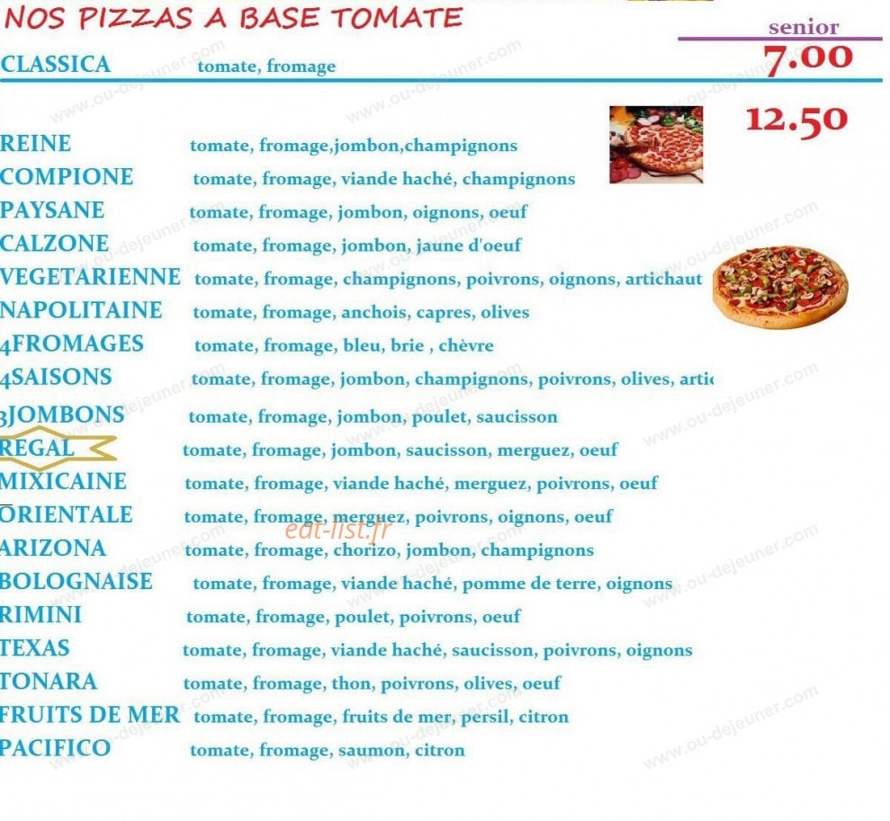 Au Regal pizza — carte page 2