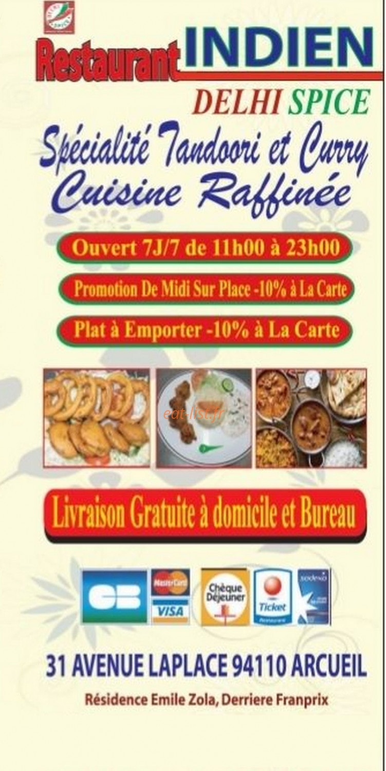 Delhi Spice — carte page 1