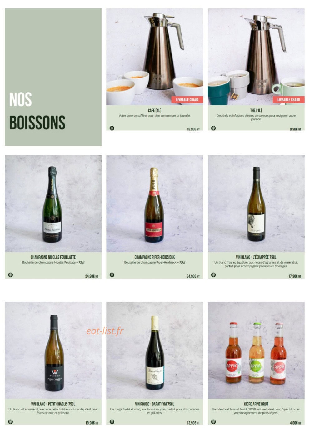 Instant-Lunch — carte page 9