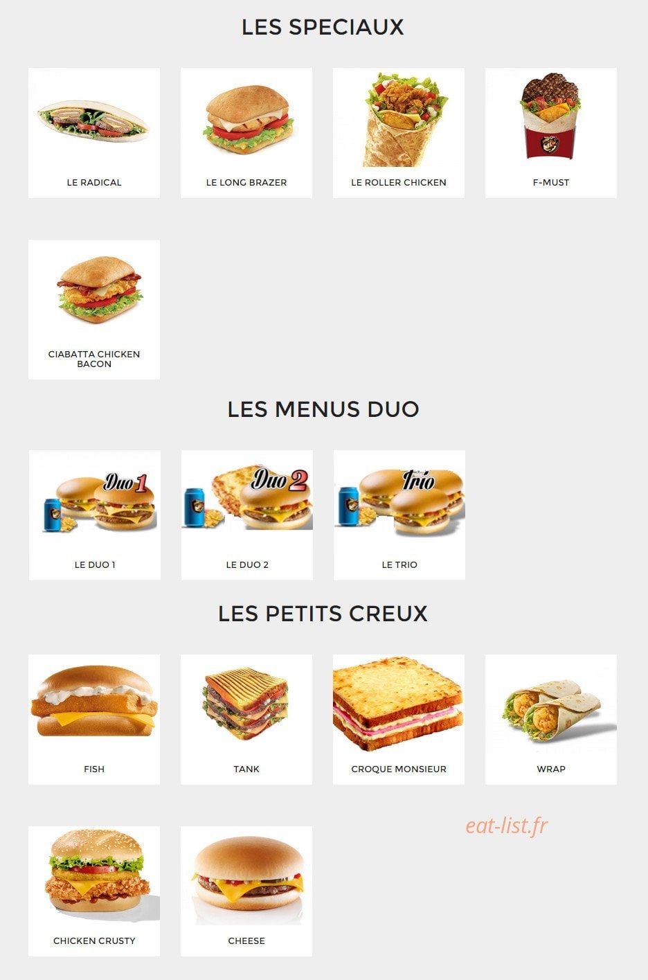 Le New Burger — carte page 2