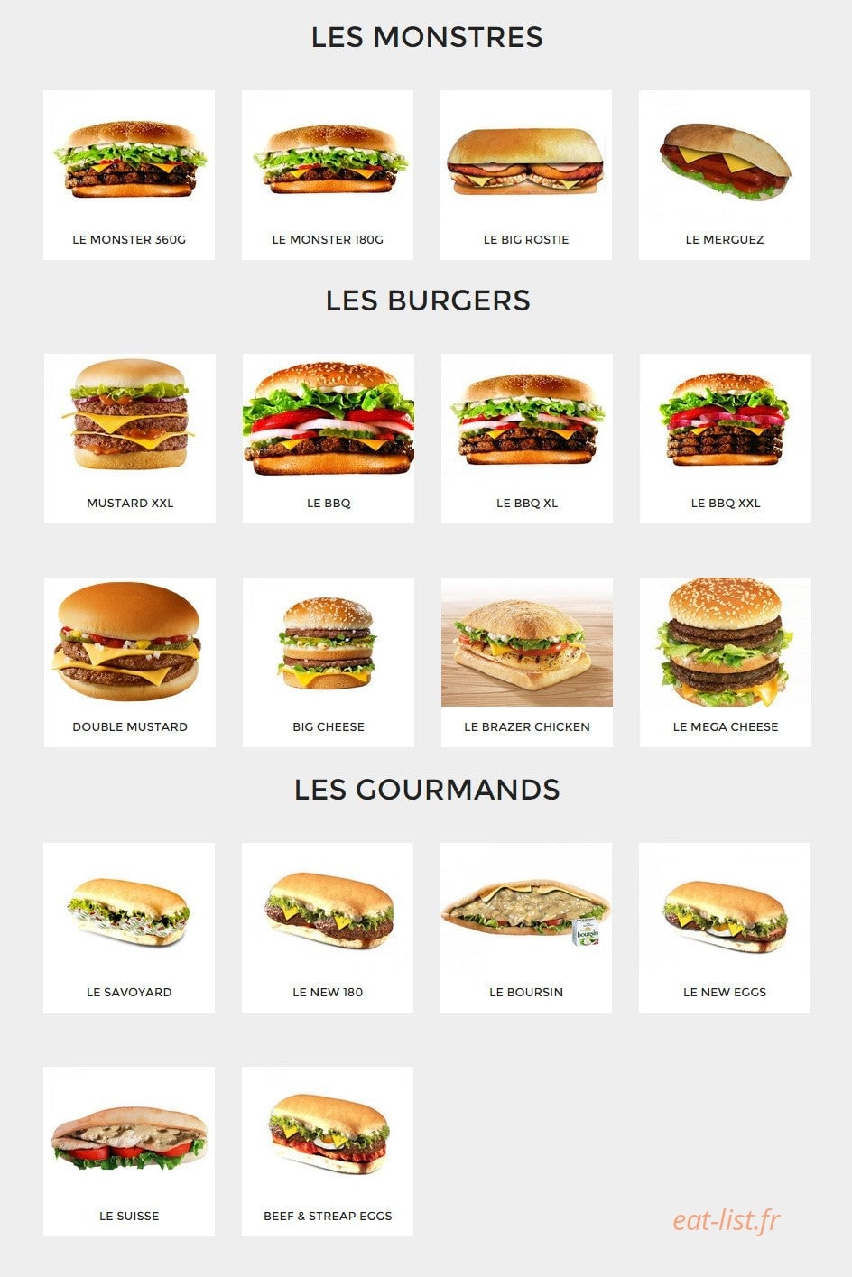Le New Burger — carte page 1