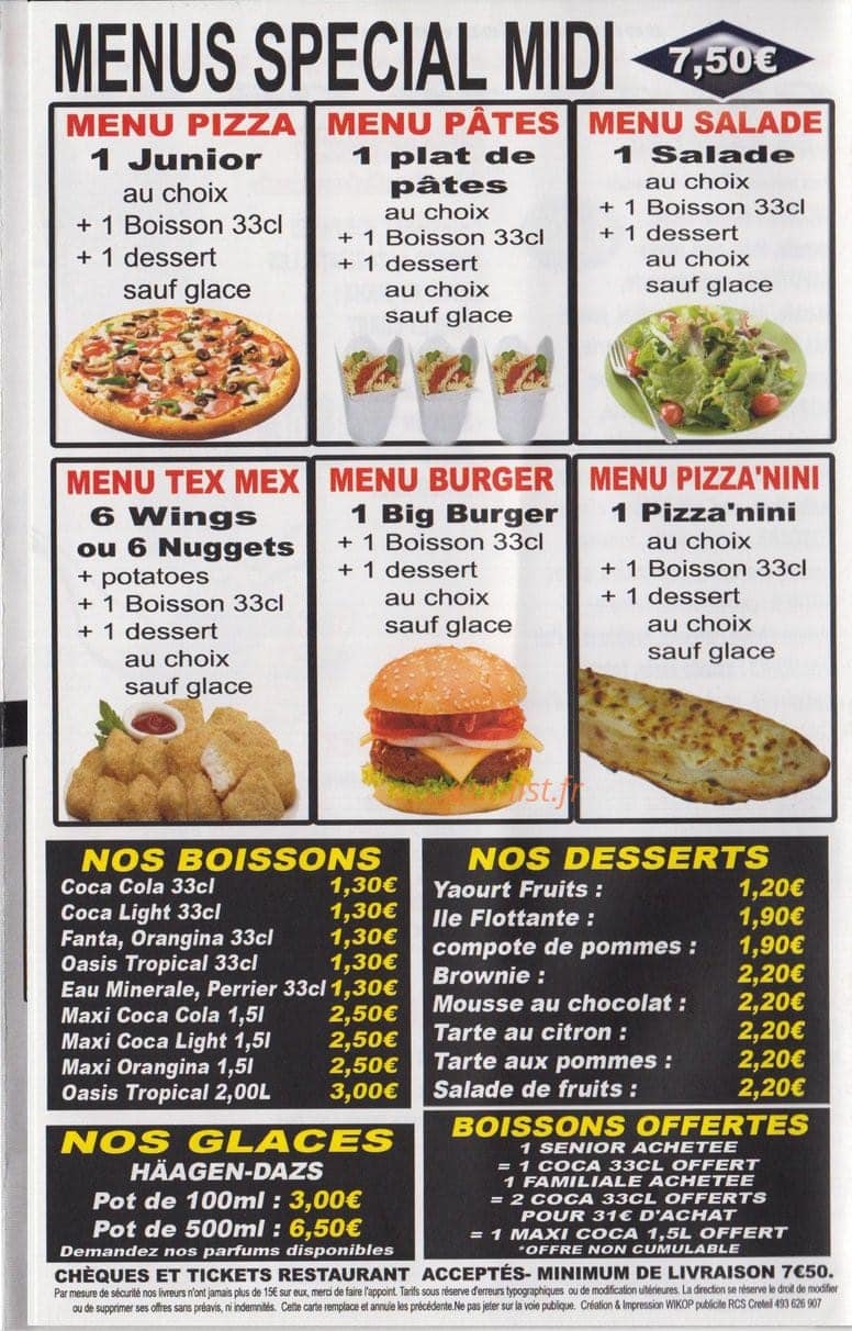 Saturne pizza — carte page 4