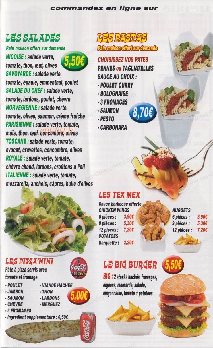 Saturne pizza — carte page 3